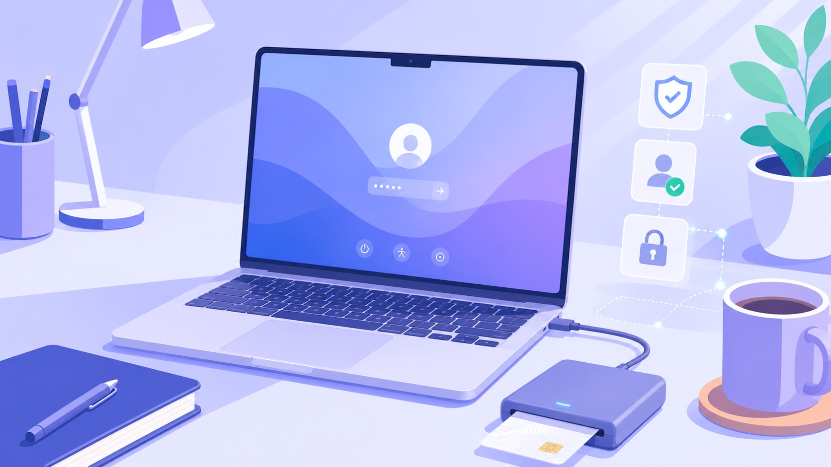 Mac login workflow with a PIV smart card and reader.